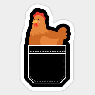 Cute and Funny Chicken in a Pocket - Chicken Lovers Sticker